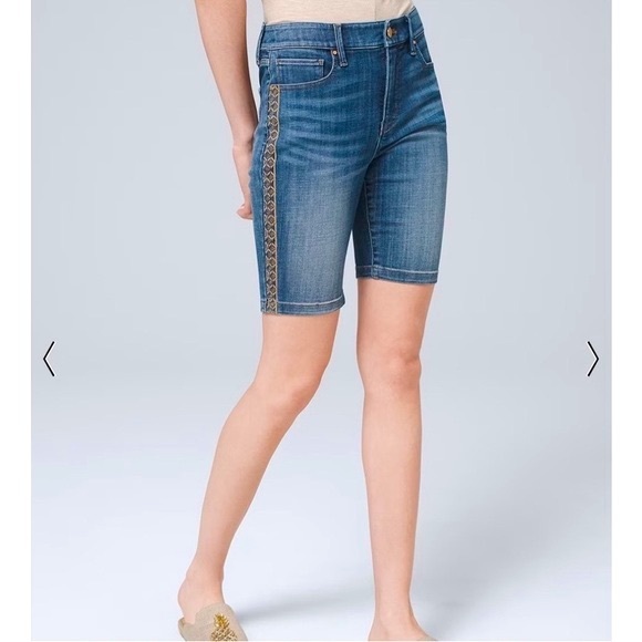 WHBM Gold Trim Denim Bermuda Short - Picture 1 of 15
